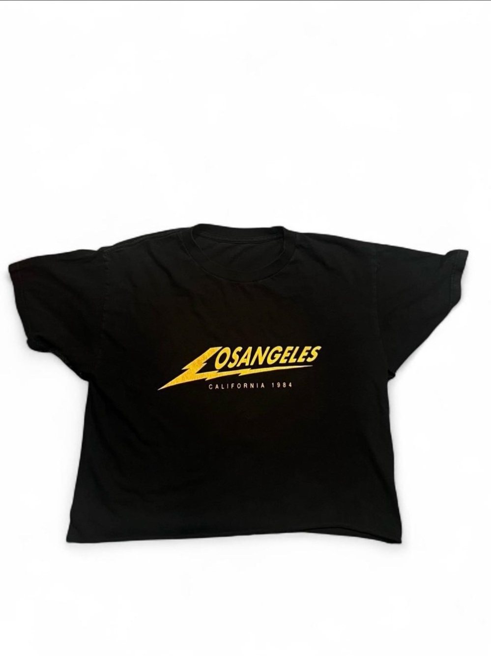 Brandy Melville Black Tee with Yellow LosAngeles Graphic